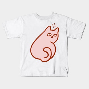 Pink Meow Looking Back Kids T-Shirt